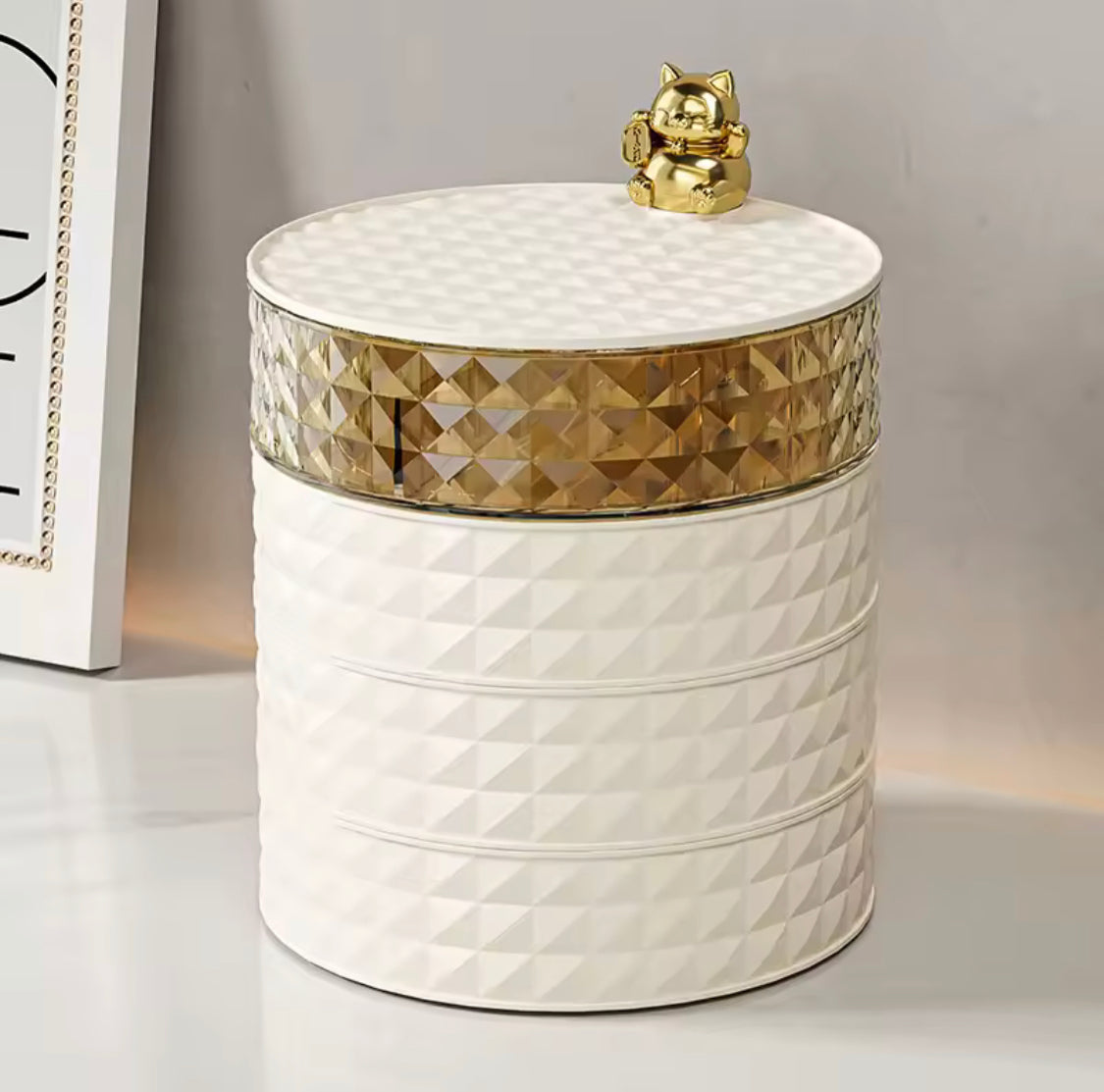 Jewelry Storage Box, Rotatable Dustproof Jewelry Organizer, Vintage Jewelry Box Organizer, Multi-Layer Rotating Jewelry Organizer Jewelry Storage Box, Rotatable Dustproof Jewelry Organizer, Vintage Jewelry Box Organizer, Multi-Layer Rotating Jewelry Organizer